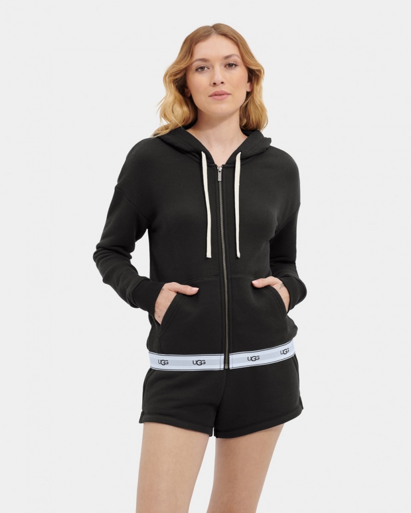 Ugg Sena Zipped Women's Hoodie Black | URSXGIJ-02