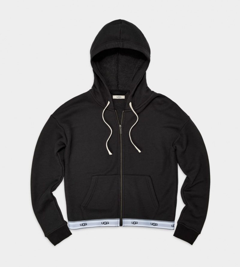 Ugg Sena Zipped Women's Hoodie Black | URSXGIJ-02