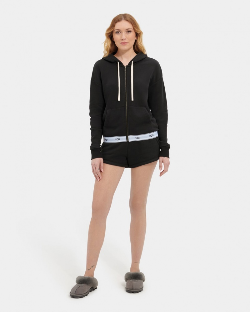 Ugg Sena Zipped Women\'s Hoodie Black | URSXGIJ-02