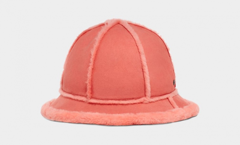 Ugg Sheepskin Spillseam Bucket Women's Hats Pink | CKGPEUS-50