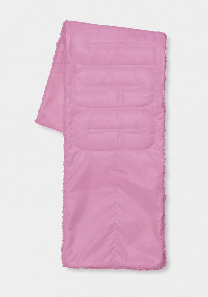 Ugg Sherpa Puffer Logo Women's Scarves Rose | ZDLUVSJ-03