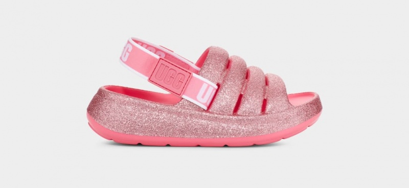 Ugg Sport Yeah Glitter Kids\' Sandals Pink | HRBMPOL-38