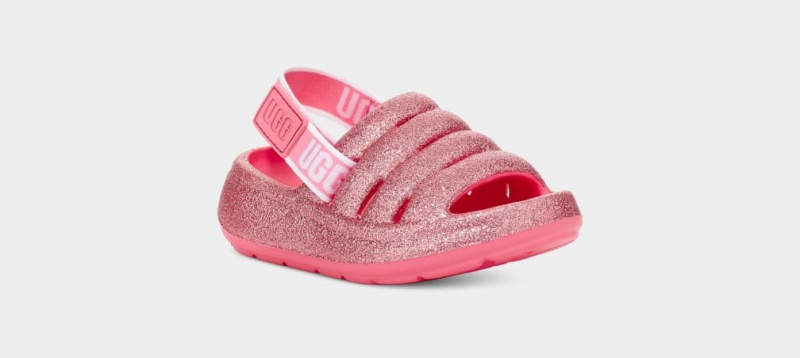 Ugg Sport Yeah Glitter Kids' Sandals Pink | XCEKWPN-94