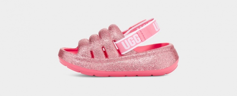 Ugg Sport Yeah Glitter Kids' Sandals Pink | XCEKWPN-94