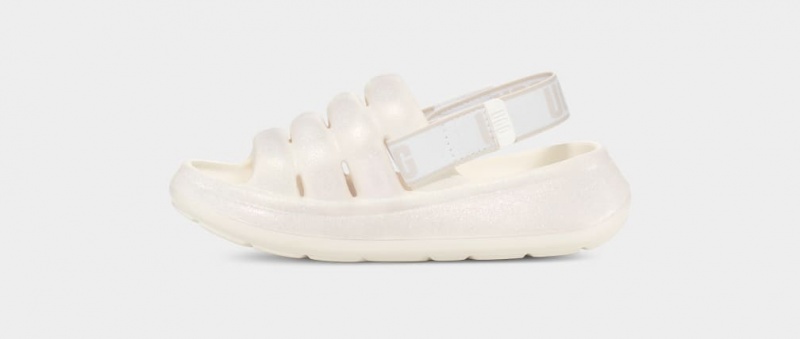 Ugg Sport Yeah Glitter Kids' Sandals White | LQMFAKW-14