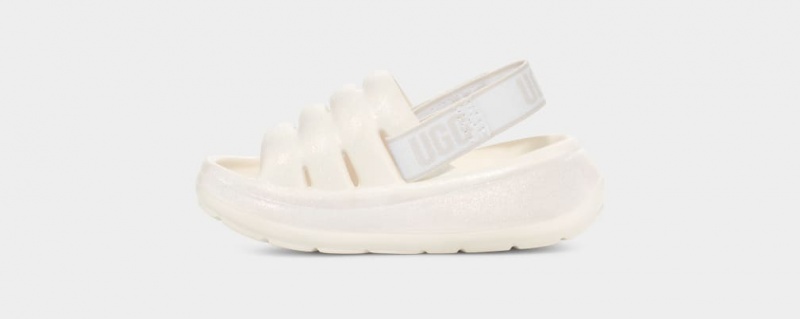 Ugg Sport Yeah Glitter Kids' Sandals White | BOCGPYT-46