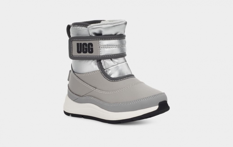 Ugg Taney Weather Metallic Kids' Boots Silver | XSYGLKA-47