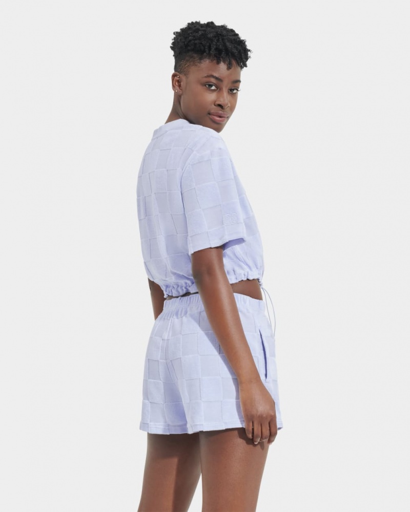 Ugg Teagin Sleeve Check Women's Tops Purple | IVJYULA-80