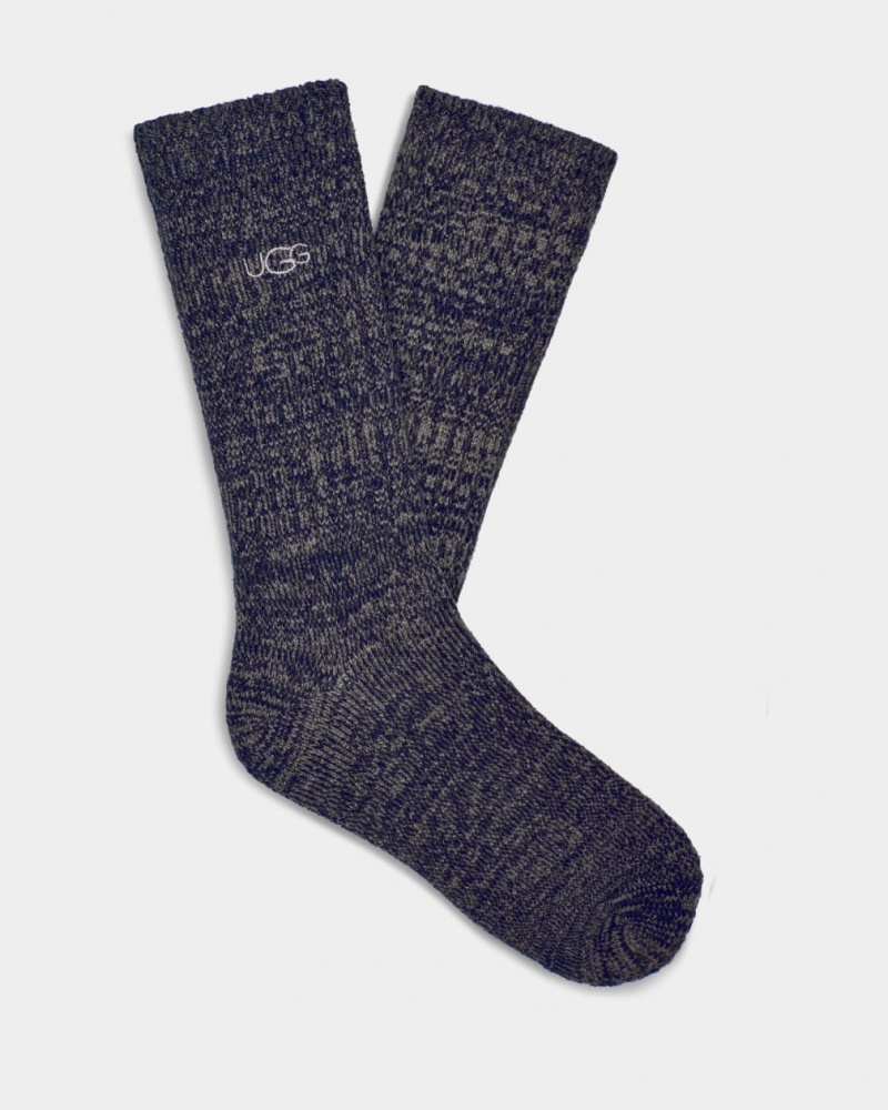 Ugg Trey Rib Knit Slouchy Crew Men\'s Socks Navy | HZYLOBP-67