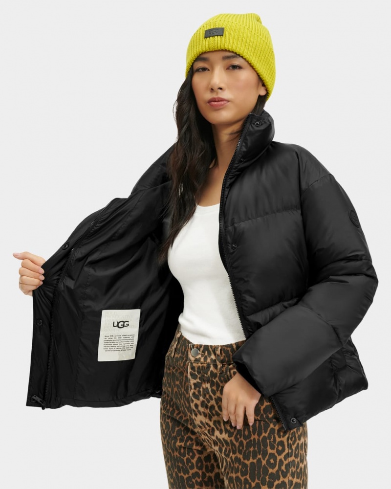 Ugg Vickie Puffer Women's Jackets Black | MOXQWHC-52