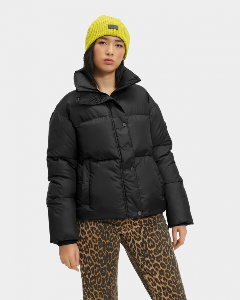 Ugg Vickie Puffer Women\'s Jackets Black | MOXQWHC-52
