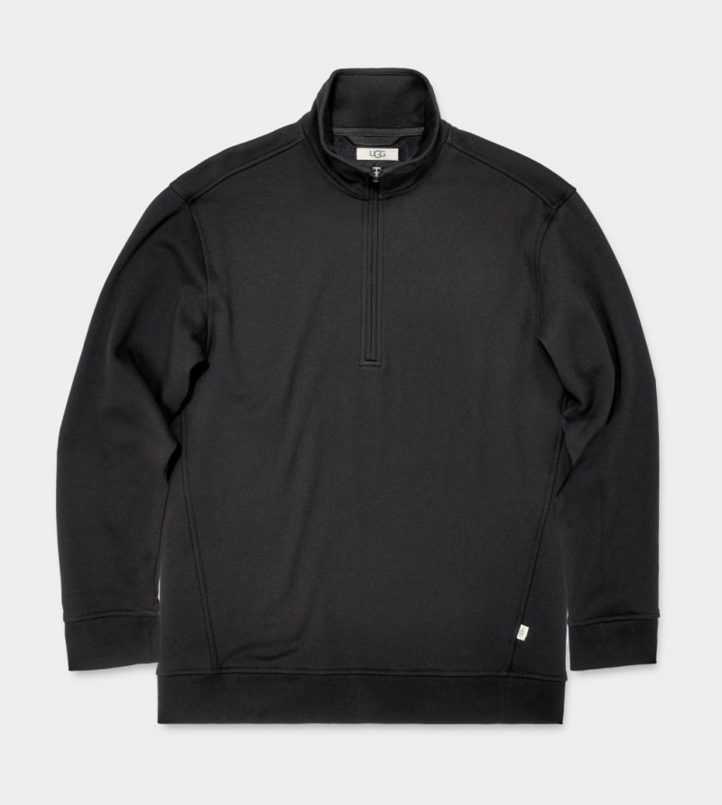 Ugg Zeke Half Zip Pullover Men's Sweatshirt Black | BFWYLHV-05