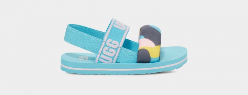 Ugg Zuma Sling Camopop Kids\' Sandals Blue | YWVSKPN-26